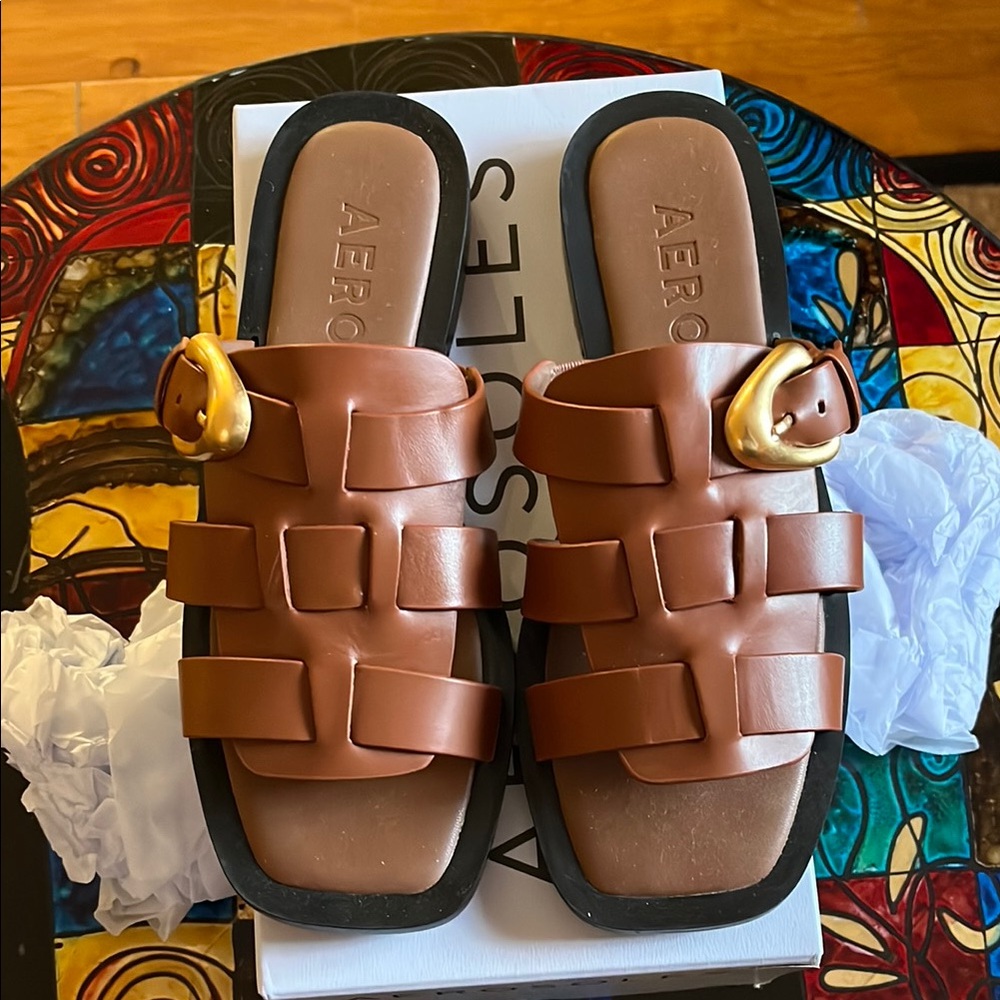 Aerosoles Brown Slide Sandals